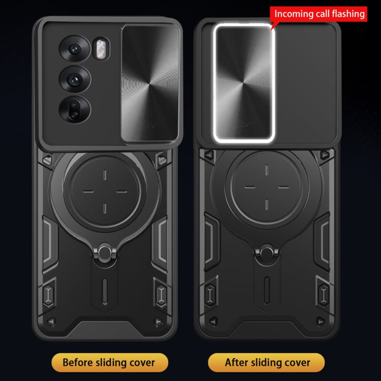 For OPPO Reno12 Pro 5G Global CD Texture Sliding Camshield Magnetic Holder Phone Case