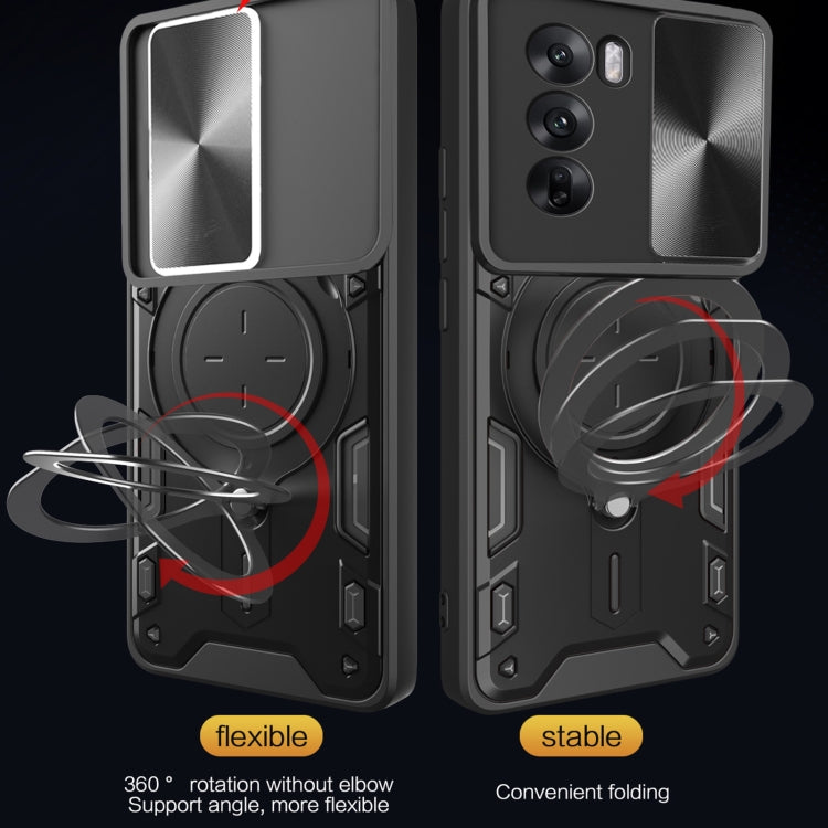 For OPPO Reno12 Pro 5G Global CD Texture Sliding Camshield Magnetic Holder Phone Case