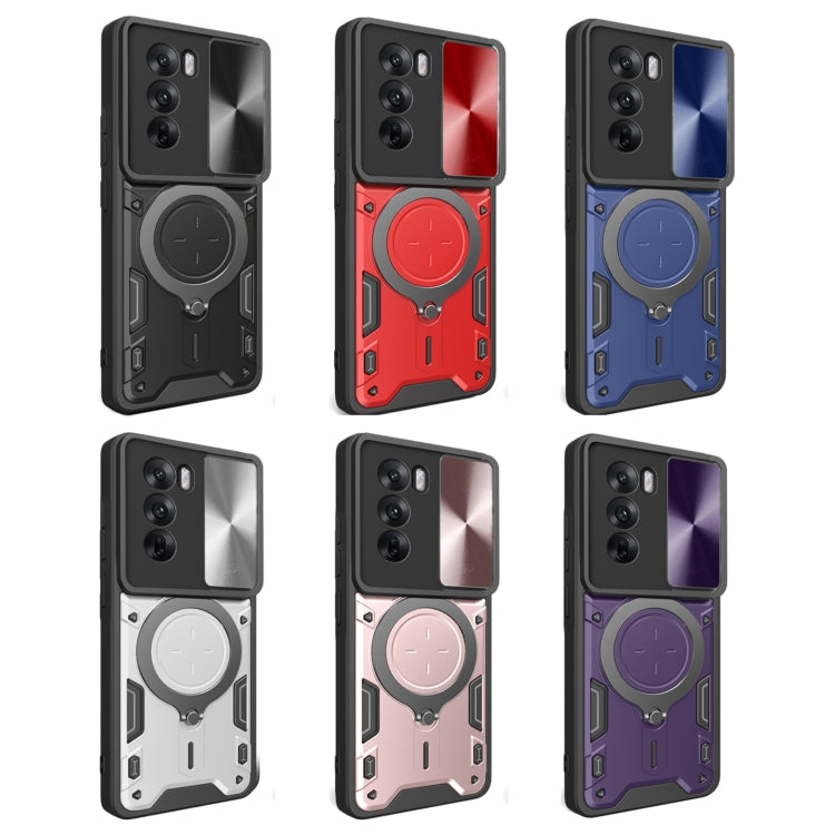 For OPPO Reno12 5G Global CD Texture Sliding Camshield Magnetic Holder Phone Case
