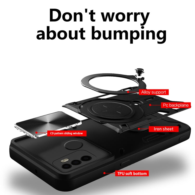For OPPO A53 4G CD Texture Sliding Camshield Magnetic Holder Phone Case