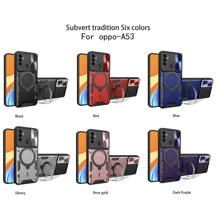 For OPPO A53 4G CD Texture Sliding Camshield Magnetic Holder Phone Case