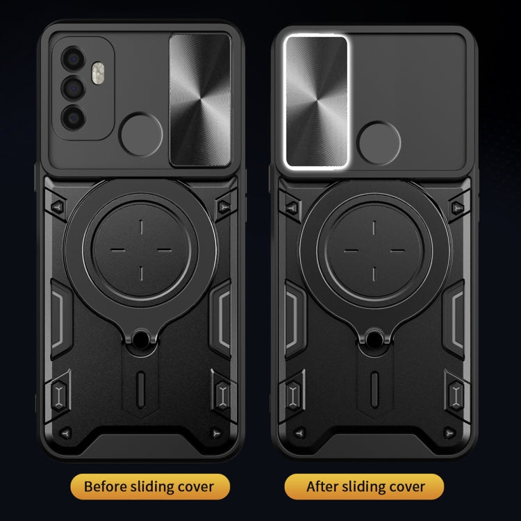 For OPPO A53 4G CD Texture Sliding Camshield Magnetic Holder Phone Case