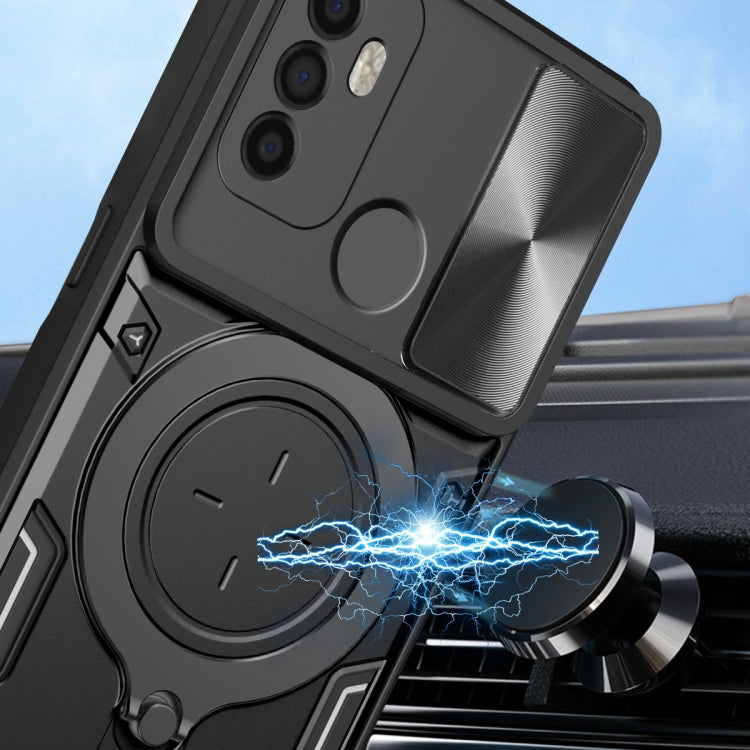 For OPPO A53 4G CD Texture Sliding Camshield Magnetic Holder Phone Case