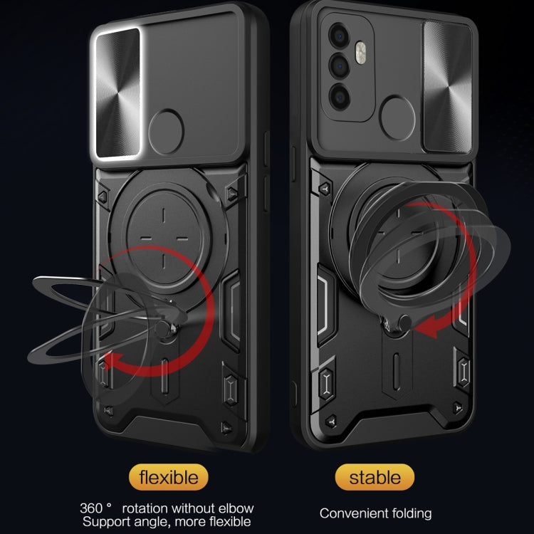 For OPPO A53 4G CD Texture Sliding Camshield Magnetic Holder Phone Case