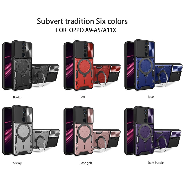 For OPPO A9 2020 / A5 2020 / A11x CD Texture Sliding Camshield Magnetic Holder Phone Case