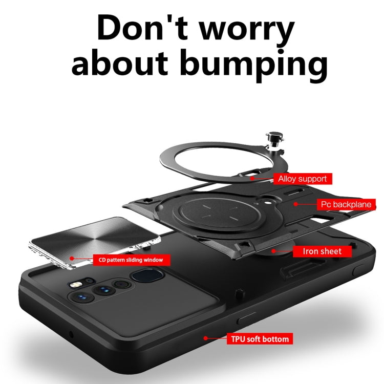 For OPPO A9 2020 / A5 2020 / A11x CD Texture Sliding Camshield Magnetic Holder Phone Case