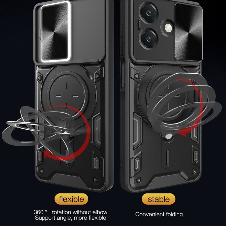 For OPPO A3x 5G India / A3x 4G CD Texture Sliding Camshield Magnetic Holder Phone Case