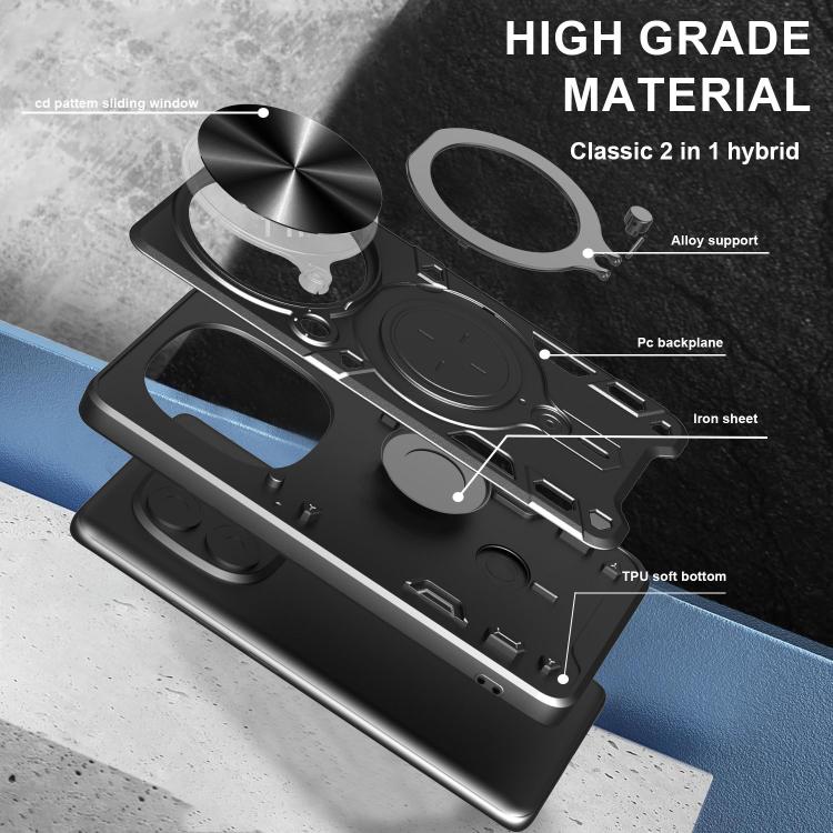 For OPPO Find X8 Pro CD Texture Sliding Camshield Magnetic Holder Phone Case