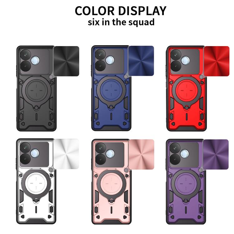 For OPPO A5 Pro 5G Global CD Texture Sliding Camshield Magnetic Holder Phone Case