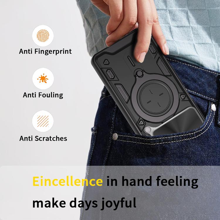 For OPPO A5 Pro 5G Global CD Texture Sliding Camshield Magnetic Holder Phone Case