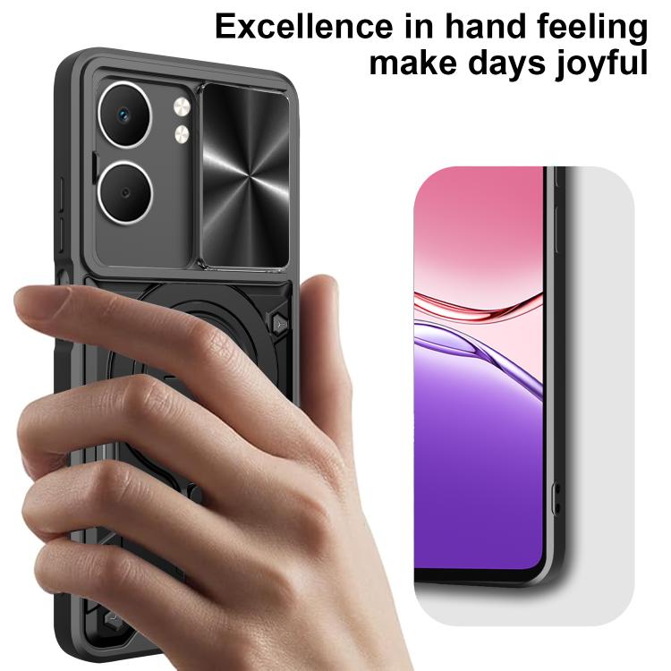 For OPPO A5 5G Global / A5x 5G CD Texture Sliding Camshield Magnetic Holder Phone Case