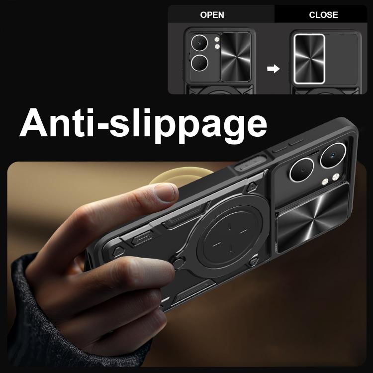 For OPPO A5 5G Global / A5x 5G CD Texture Sliding Camshield Magnetic Holder Phone Case