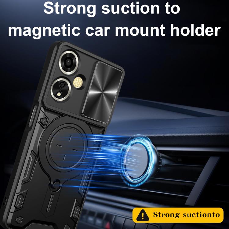 For OPPO A59 5G Global CD Texture Sliding Camshield Magnetic Holder Phone Case