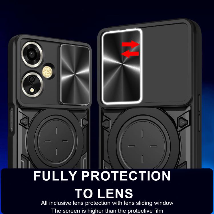For OPPO A59 5G Global CD Texture Sliding Camshield Magnetic Holder Phone Case