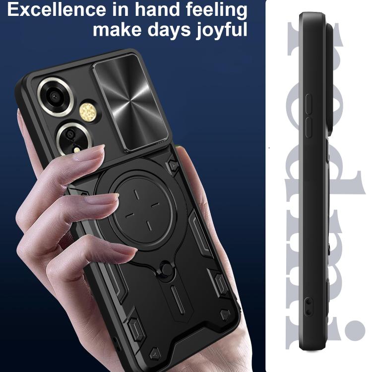 For OPPO A59 5G Global CD Texture Sliding Camshield Magnetic Holder Phone Case
