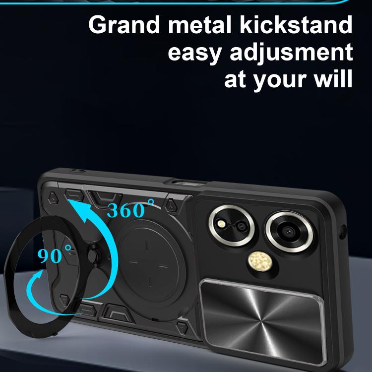 For OPPO A59 5G Global CD Texture Sliding Camshield Magnetic Holder Phone Case
