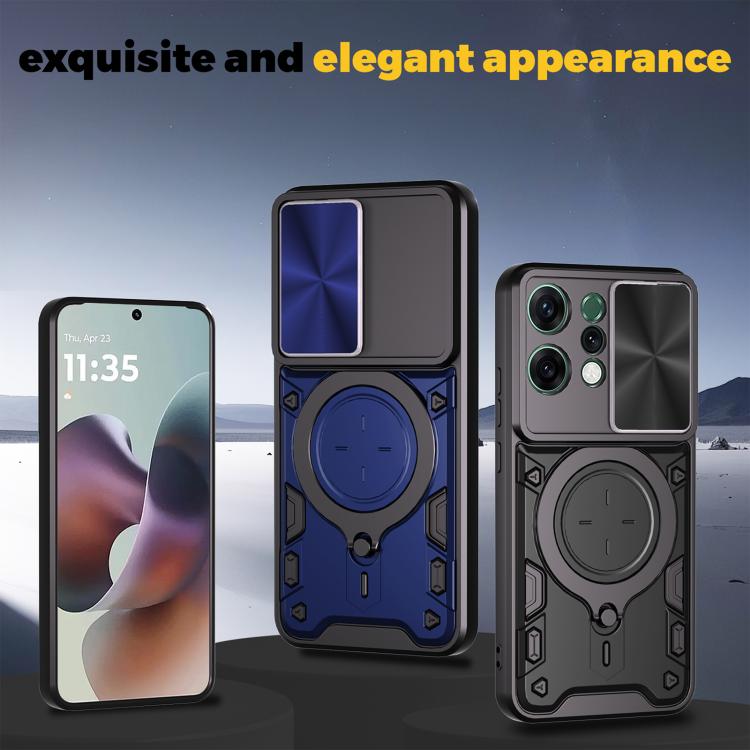 For OPPO Reno14 5G Global CD Texture Sliding Camshield Magnetic Holder Phone Case
