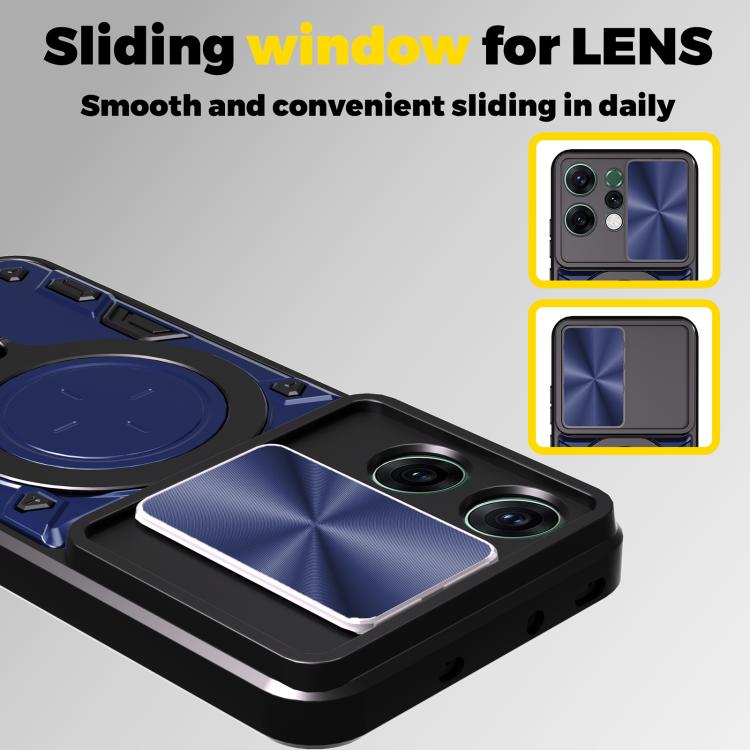 For OPPO Reno14 5G Global CD Texture Sliding Camshield Magnetic Holder Phone Case