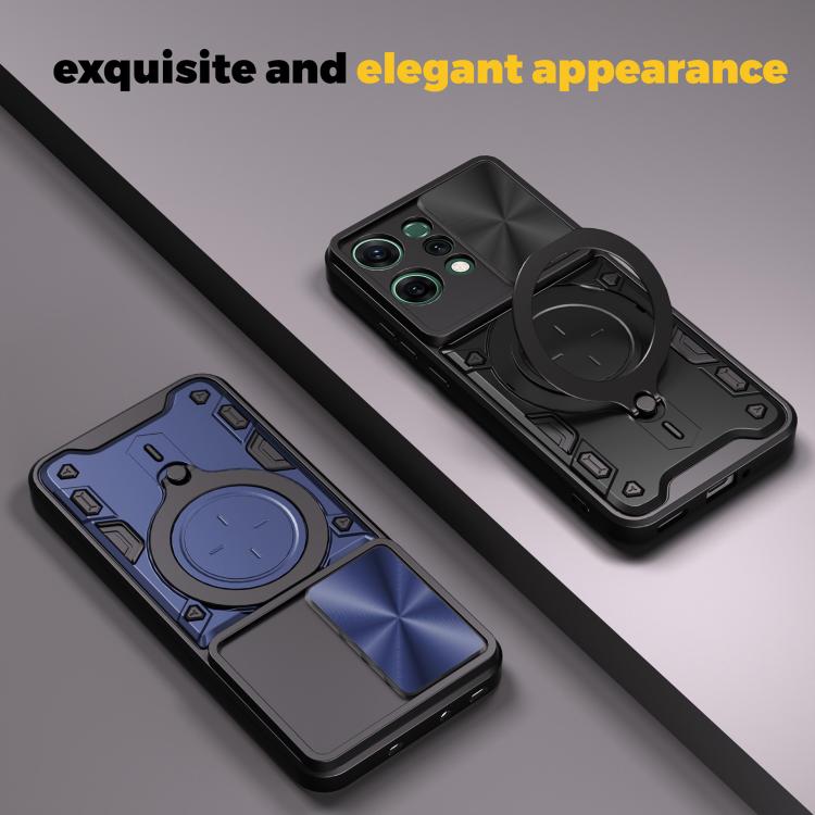 For OPPO Reno14 5G Global CD Texture Sliding Camshield Magnetic Holder Phone Case