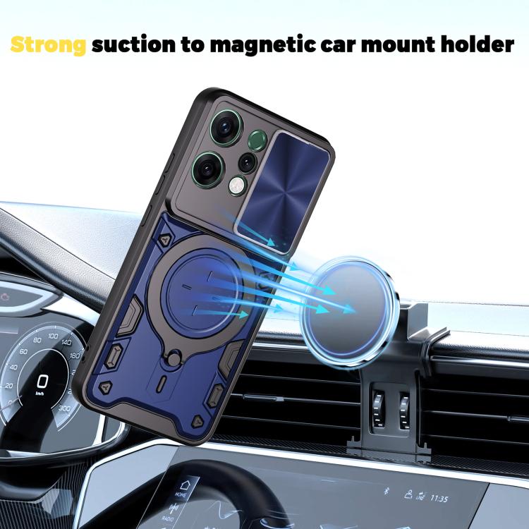 For OPPO Reno14 5G Global CD Texture Sliding Camshield Magnetic Holder Phone Case
