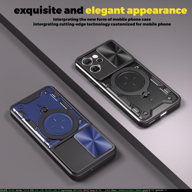 For OPPO Reno14 F 5G Global CD Texture Sliding Camshield Magnetic Holder Phone Case
