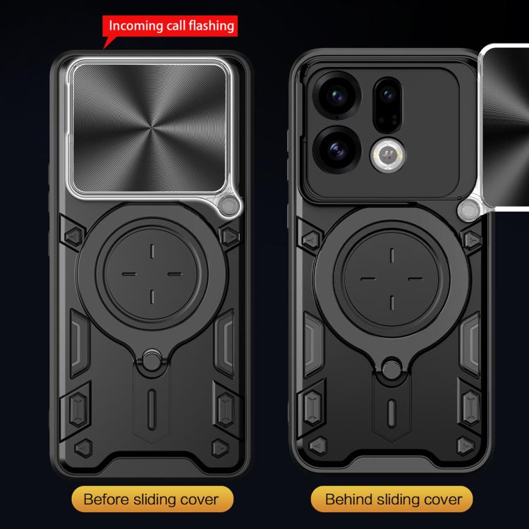 For OPPO Find X9 CD Texture Sliding Camshield Magnetic Holder Phone Case