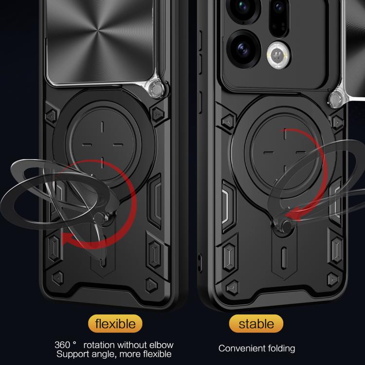 For OPPO Find X9 CD Texture Sliding Camshield Magnetic Holder Phone Case
