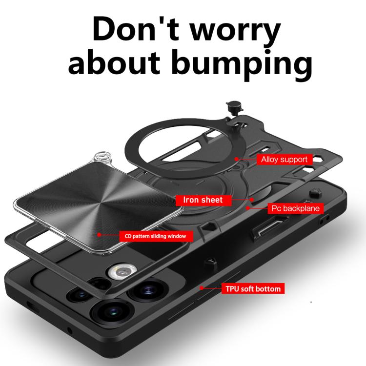 For OPPO Find X9 CD Texture Sliding Camshield Magnetic Holder Phone Case