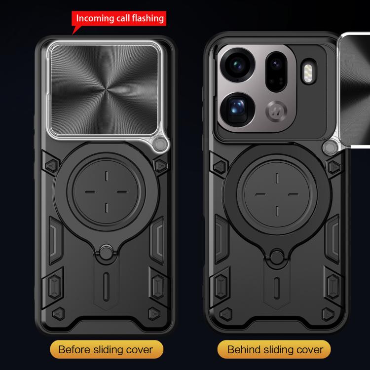 For OPPO Find X9 Pro CD Texture Sliding Camshield Magnetic Holder Phone Case