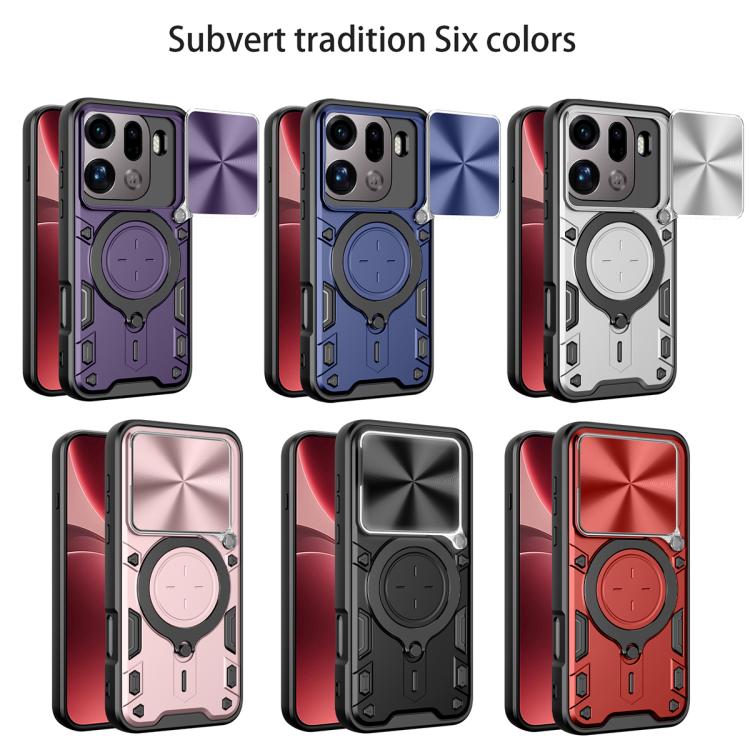 For OPPO Find X9 Pro CD Texture Sliding Camshield Magnetic Holder Phone Case