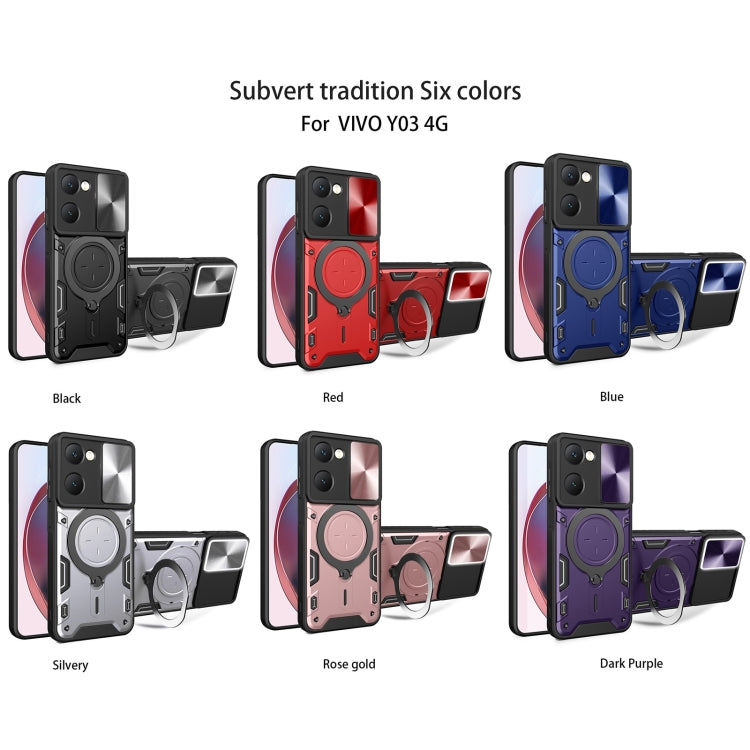 For vivo Y03 / Y18 / Y18e 4G CD Texture Sliding Camshield Magnetic Holder Phone Case