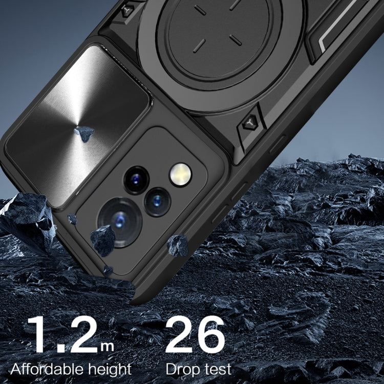 For vivo V21 CD Texture Sliding Camshield Magnetic Holder Phone Case