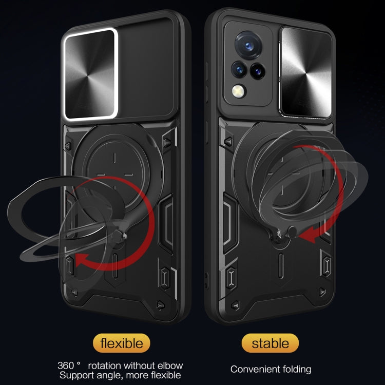 For vivo V21 CD Texture Sliding Camshield Magnetic Holder Phone Case