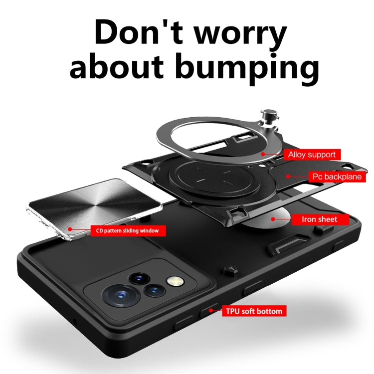 For vivo V21 CD Texture Sliding Camshield Magnetic Holder Phone Case