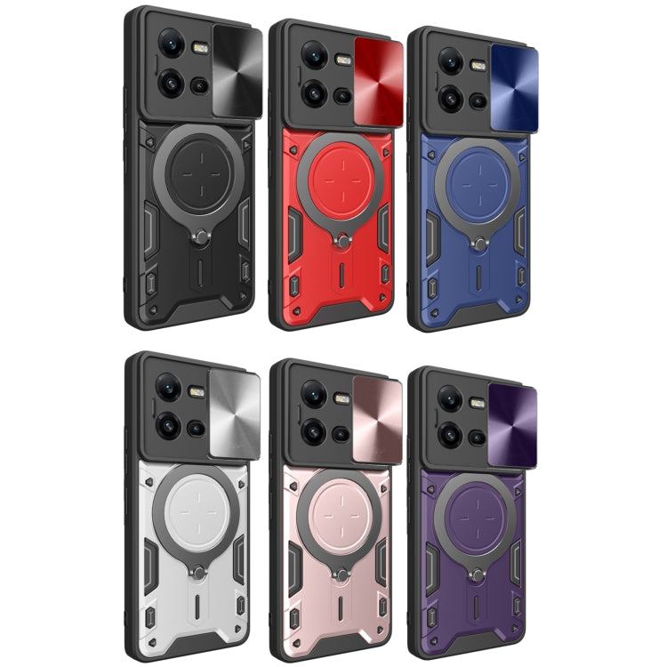 For vivo V25 5G Global CD Texture Sliding Camshield Magnetic Holder Phone Case
