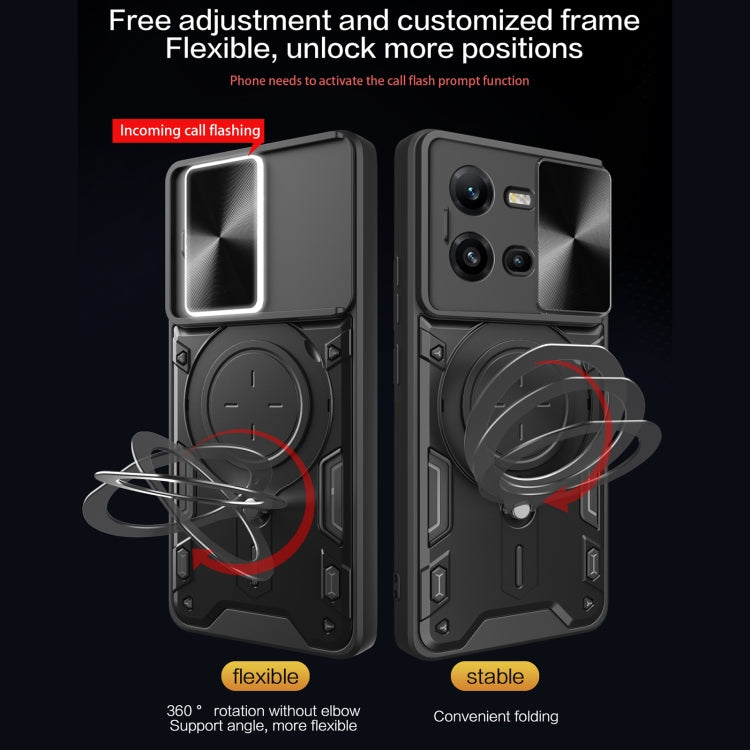 For vivo V25 5G Global CD Texture Sliding Camshield Magnetic Holder Phone Case