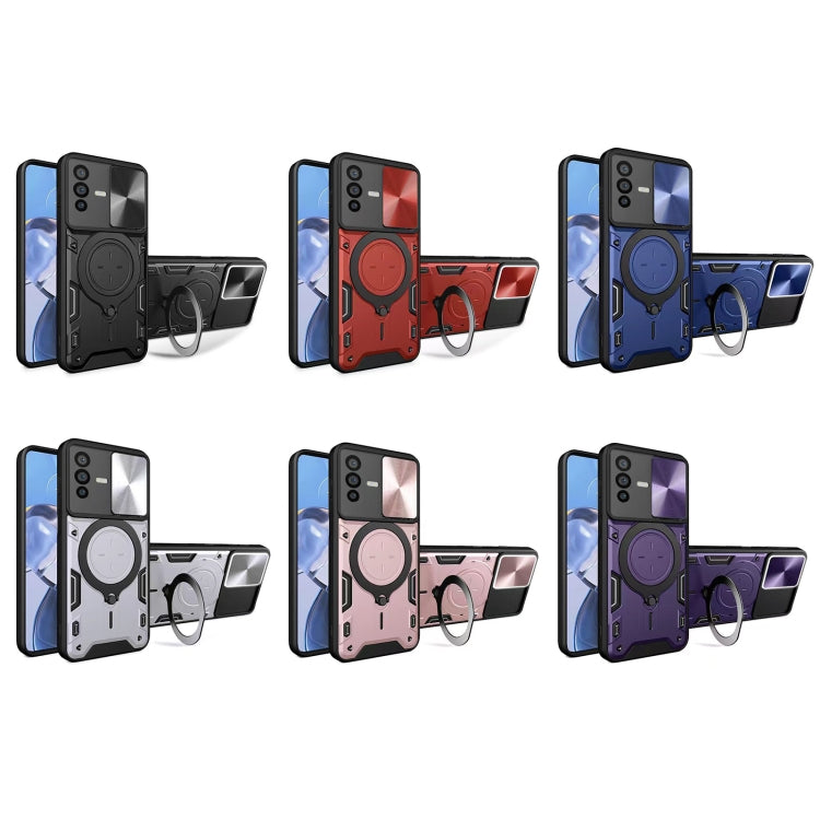 For vivo V23 5G / S12 5G CD Texture Sliding Camshield Magnetic Holder Phone Case