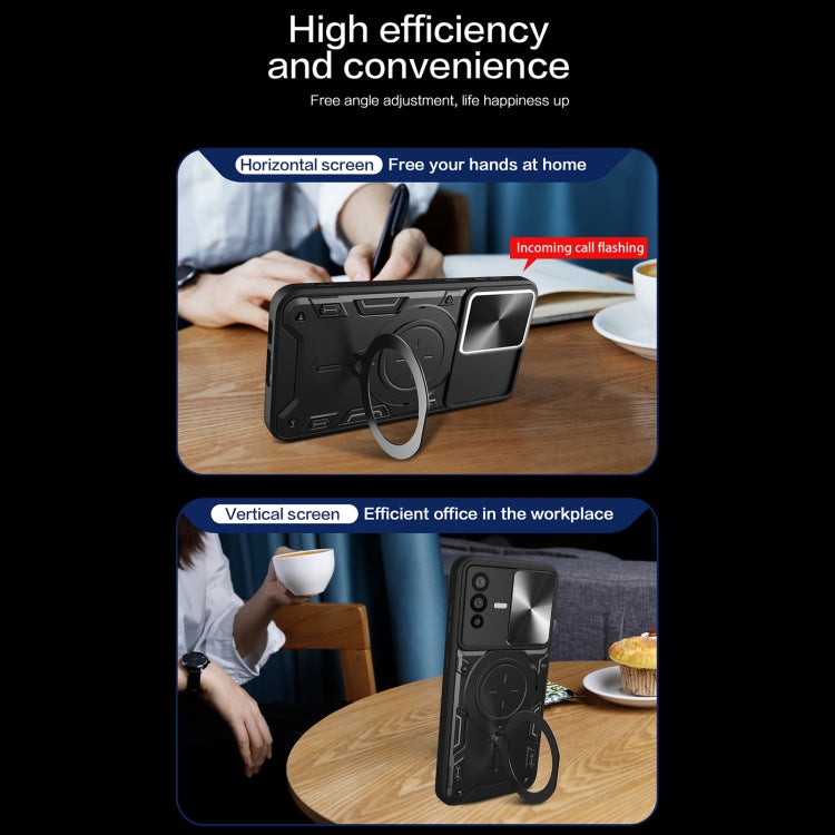 For vivo V23 5G / S12 5G CD Texture Sliding Camshield Magnetic Holder Phone Case