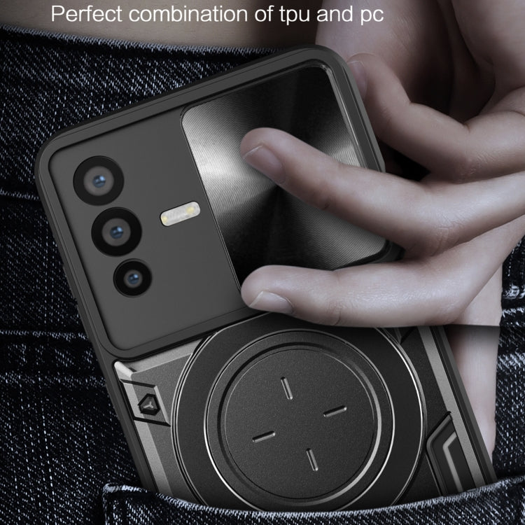 For vivo V23 5G / S12 5G CD Texture Sliding Camshield Magnetic Holder Phone Case