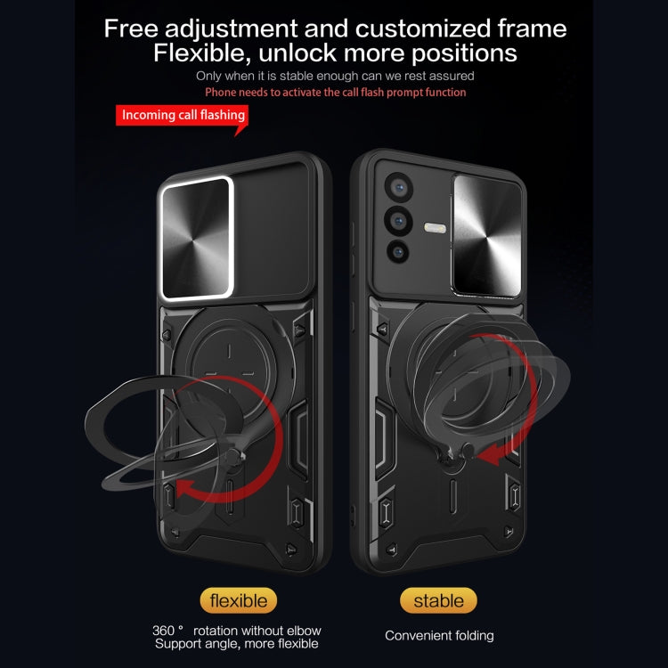 For vivo V23 5G / S12 5G CD Texture Sliding Camshield Magnetic Holder Phone Case