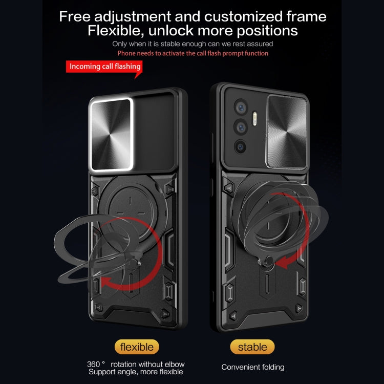 For vivo V23e 4G / 5G Global CD Texture Sliding Camshield Magnetic Holder Phone Case