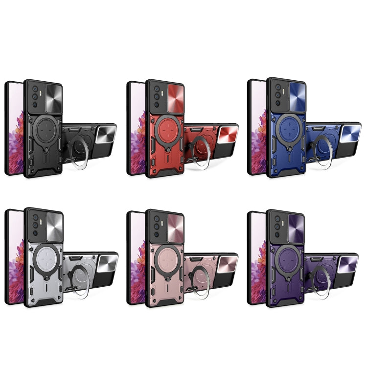 For vivo V23e 4G / 5G Global CD Texture Sliding Camshield Magnetic Holder Phone Case
