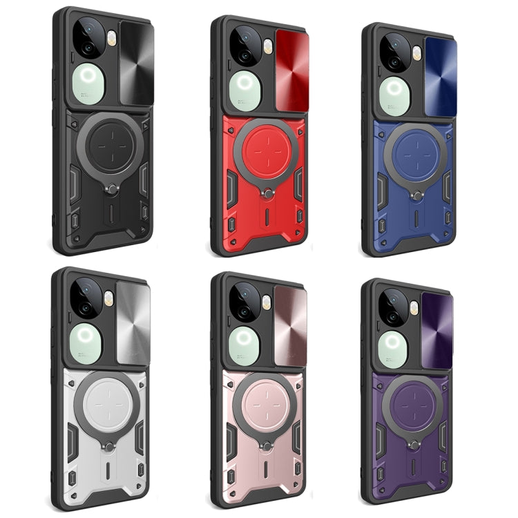 For vivo iQOO Z9s 5G CD Texture Sliding Camshield Magnetic Holder Phone Case