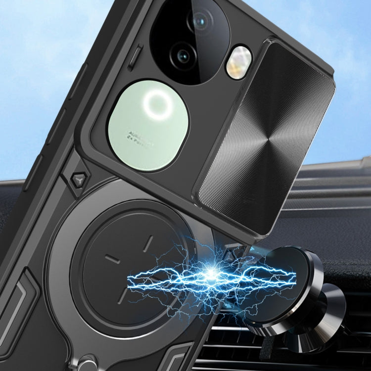For vivo iQOO Z9s 5G CD Texture Sliding Camshield Magnetic Holder Phone Case