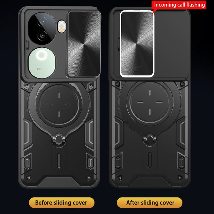 For vivo iQOO Z9s 5G CD Texture Sliding Camshield Magnetic Holder Phone Case