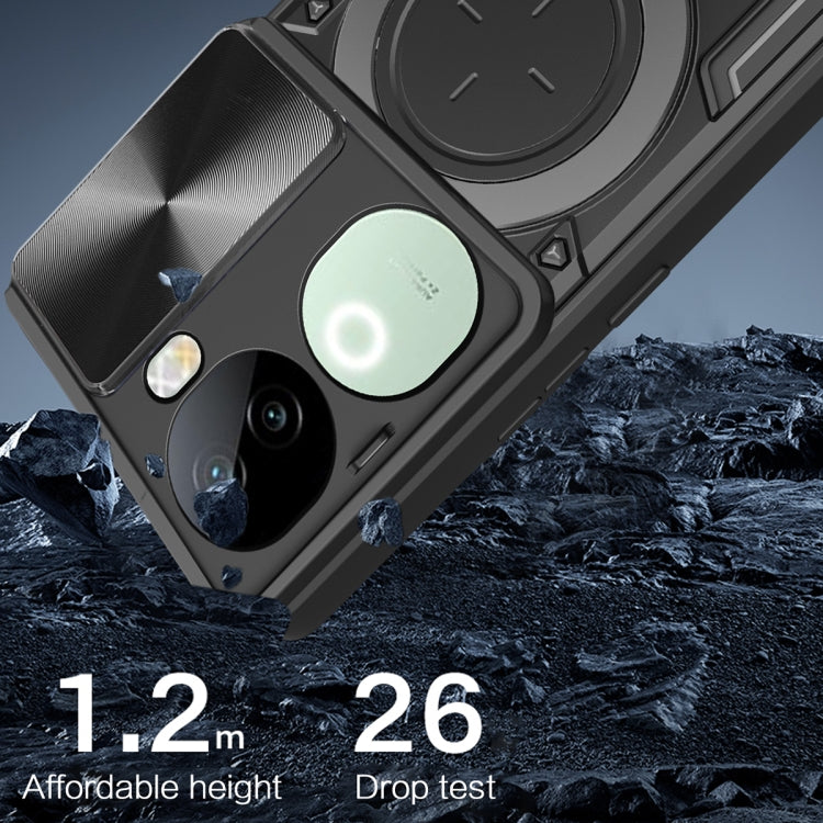 For vivo iQOO Z9s 5G CD Texture Sliding Camshield Magnetic Holder Phone Case
