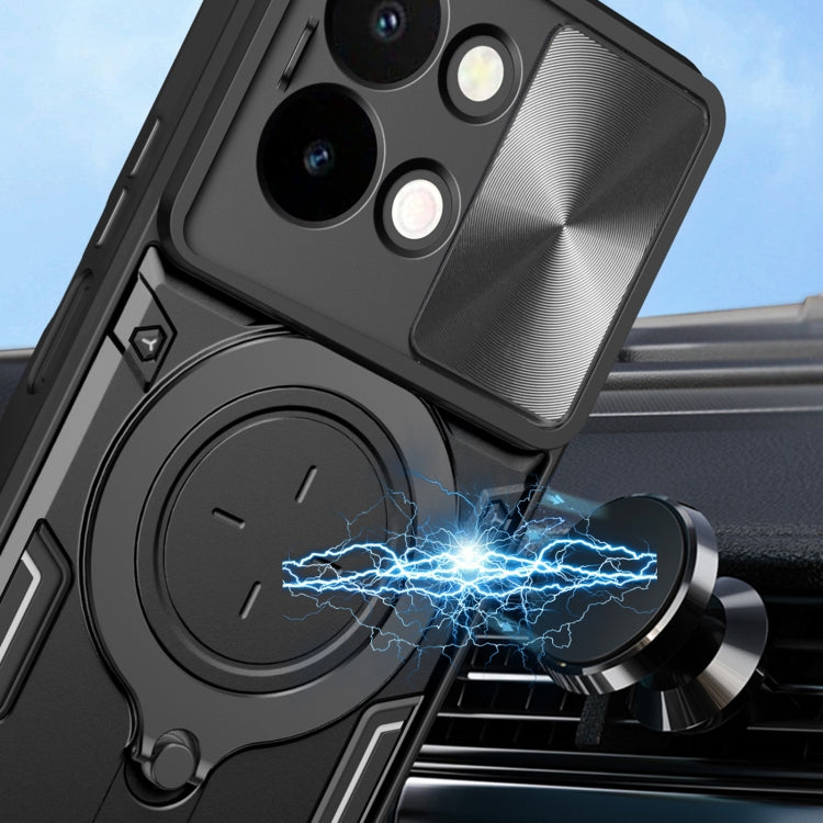 For vivo Y28 4G CD Texture Sliding Camshield Magnetic Holder Phone Case