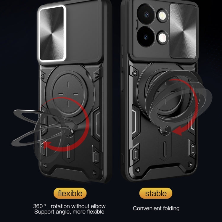 For vivo Y28 4G CD Texture Sliding Camshield Magnetic Holder Phone Case