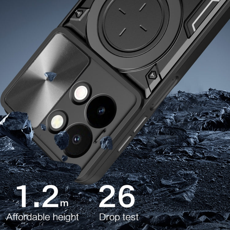 For vivo Y28 4G CD Texture Sliding Camshield Magnetic Holder Phone Case