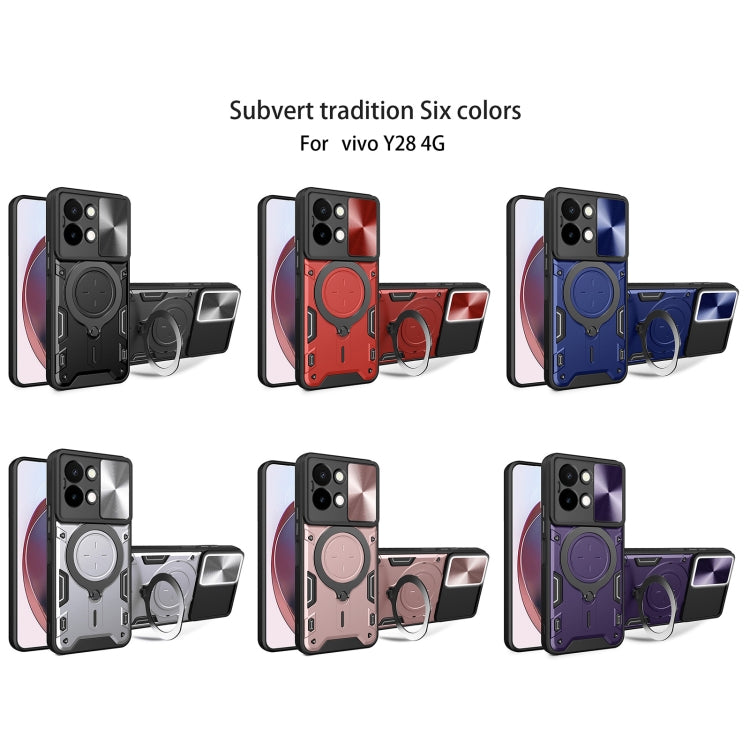For vivo Y28 4G CD Texture Sliding Camshield Magnetic Holder Phone Case